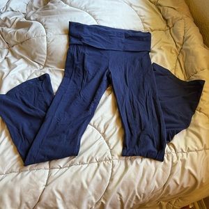 Pink cotton foldover flared leggings